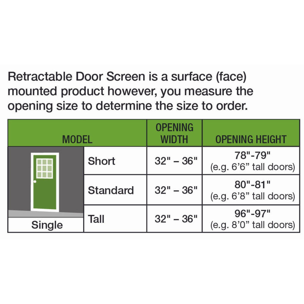 Retractable Screen Doors for Single Door, Standard Width