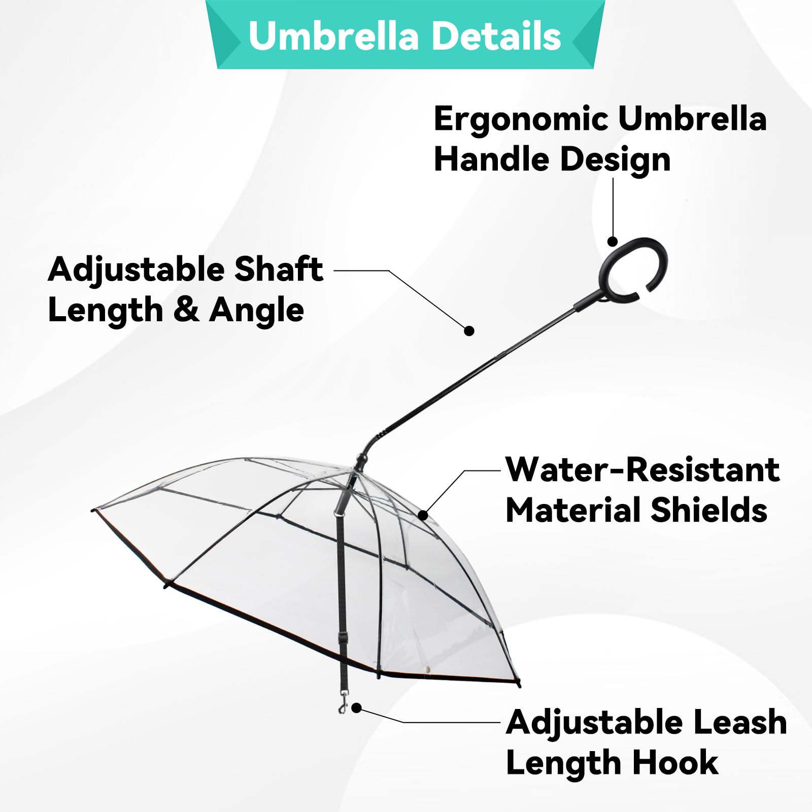 Enjoying Dog Umbrella for Small Dogs, Clear Dog Umbrella Leash, Rainproof Waterproof, Doggy Walking Rain Umbrella with Adjustable Leash, Small Puppy Outdoor Rain Gear
