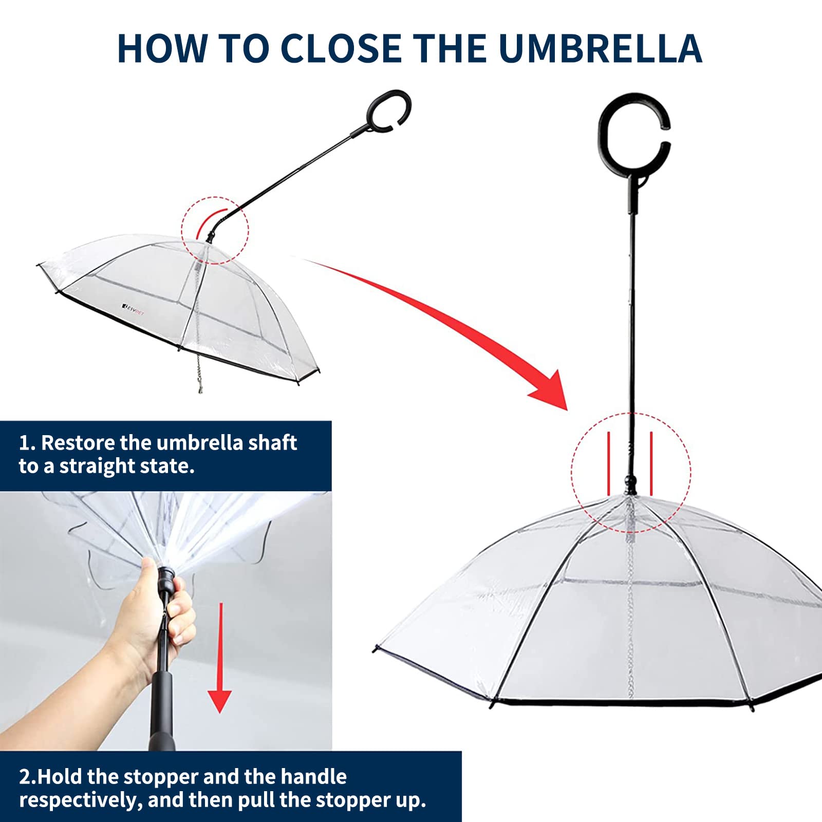 Enjoying Dog Umbrella for Small Dogs, Clear Dog Umbrella Leash, Rainproof Waterproof, Doggy Walking Rain Umbrella with Adjustable Leash, Small Puppy Outdoor Rain Gear