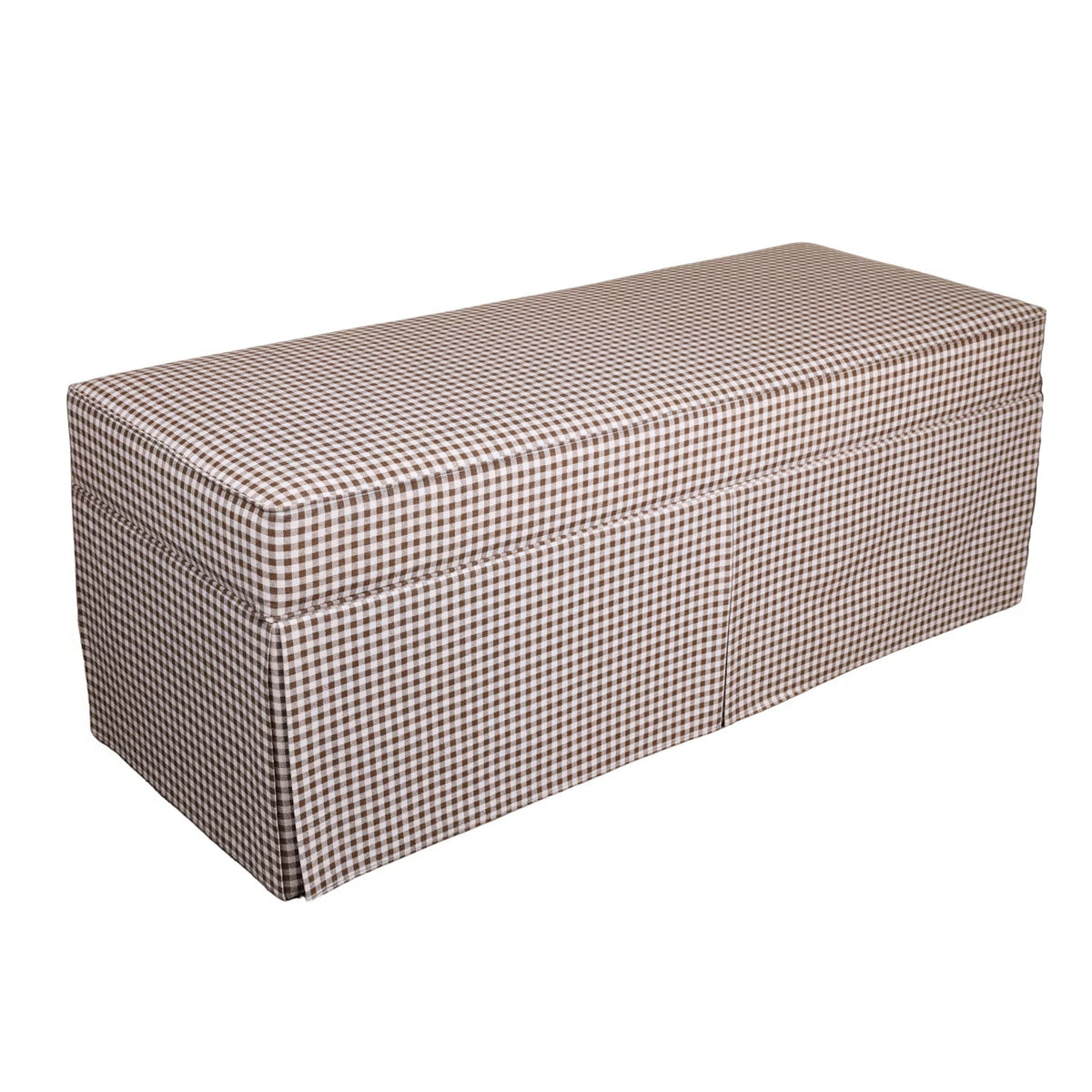 Skirted Upholstered Bench with Gingham Pattern
