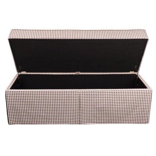 Skirted Upholstered Bench with Gingham Pattern