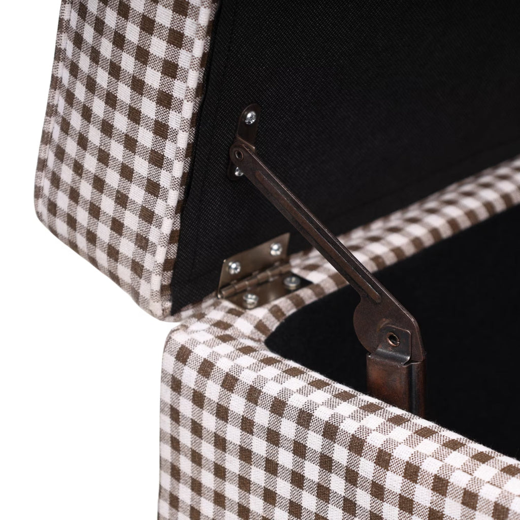 Skirted Upholstered Bench with Gingham Pattern