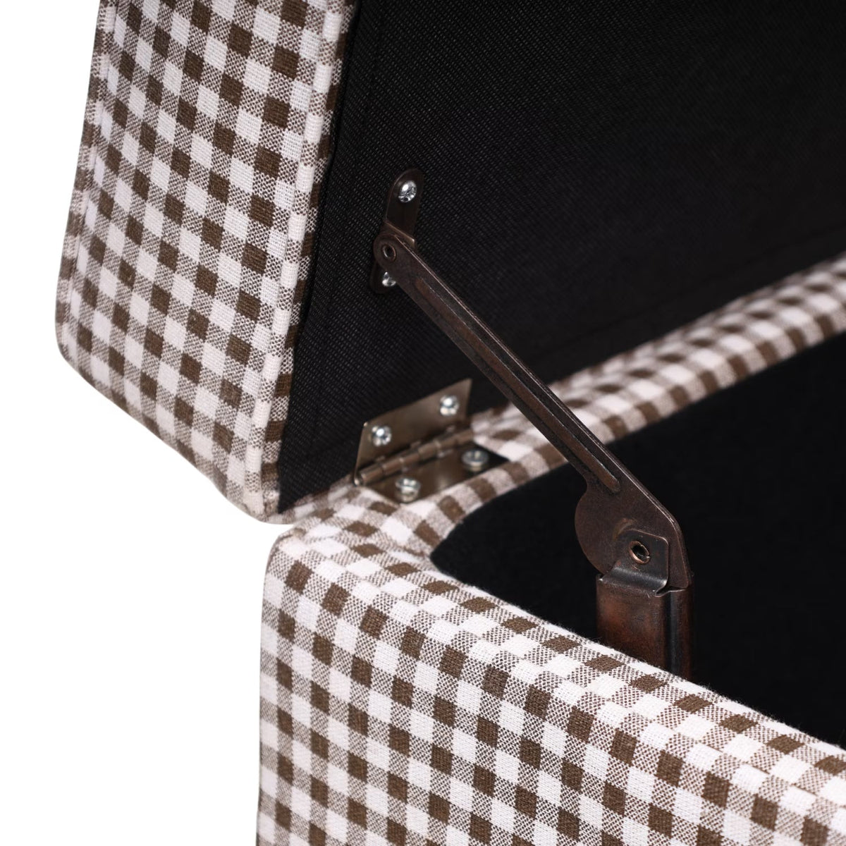 Skirted Upholstered Bench with Gingham Pattern