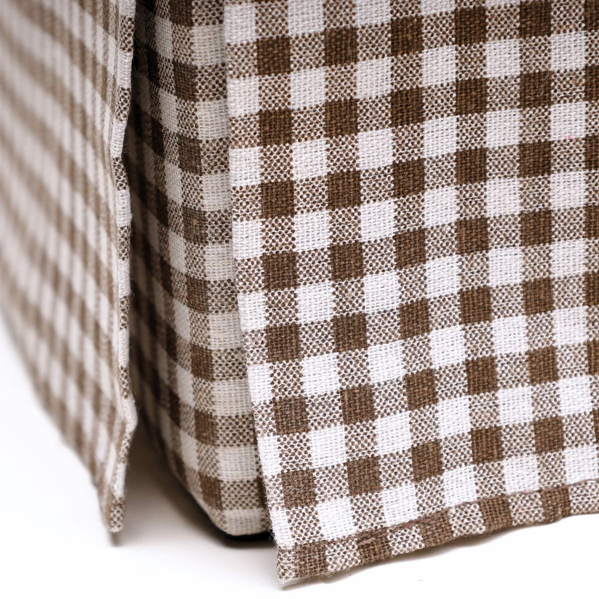 Skirted Upholstered Bench with Gingham Pattern