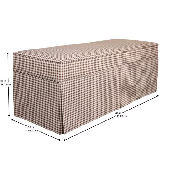 Skirted Upholstered Bench with Gingham Pattern