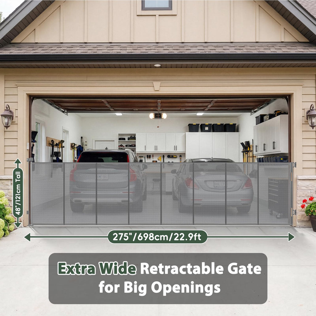 Retractable Baby Gates Extra Wide Driveway Gate Garage Fence