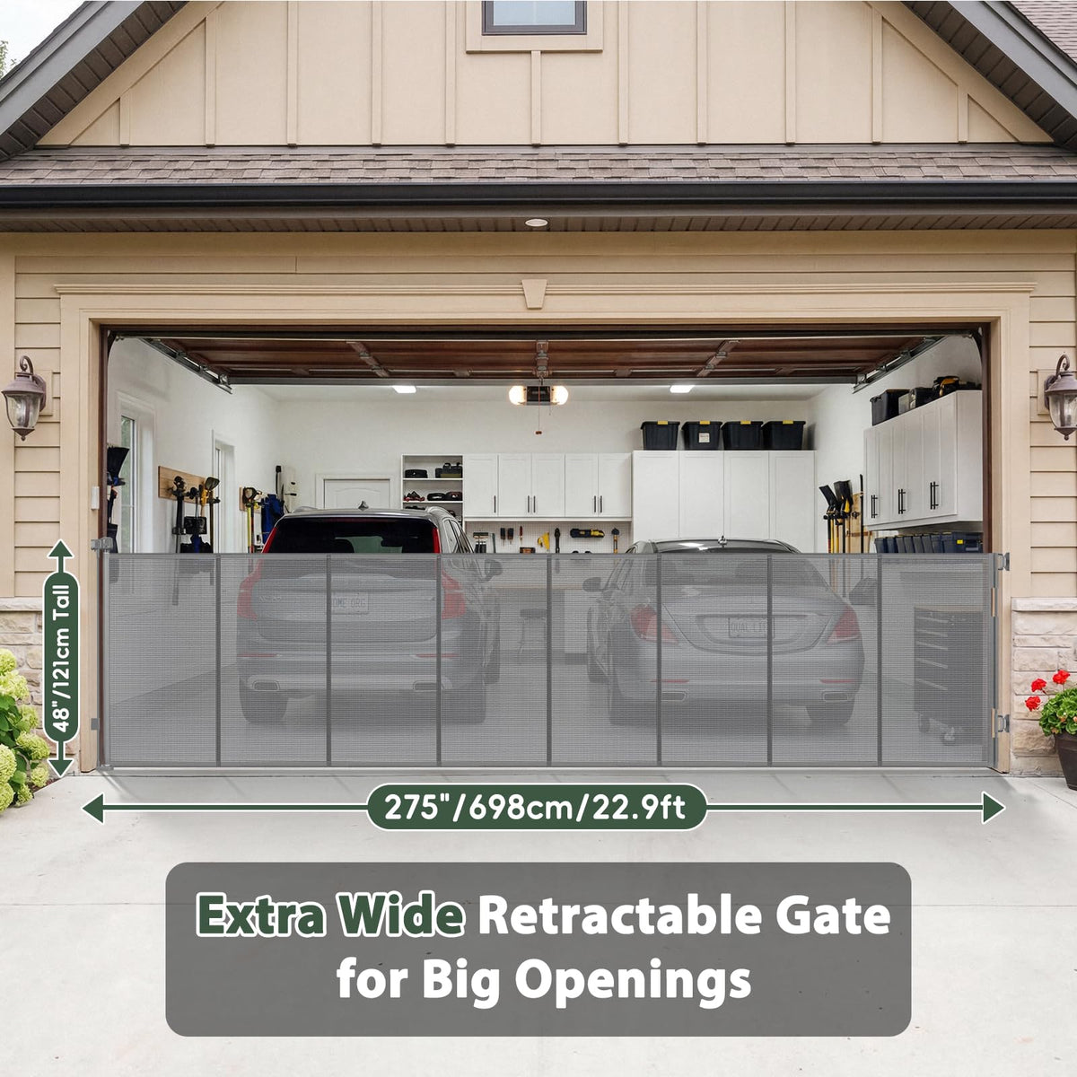 Retractable Baby Gates Extra Wide Driveway Gate Garage Fence