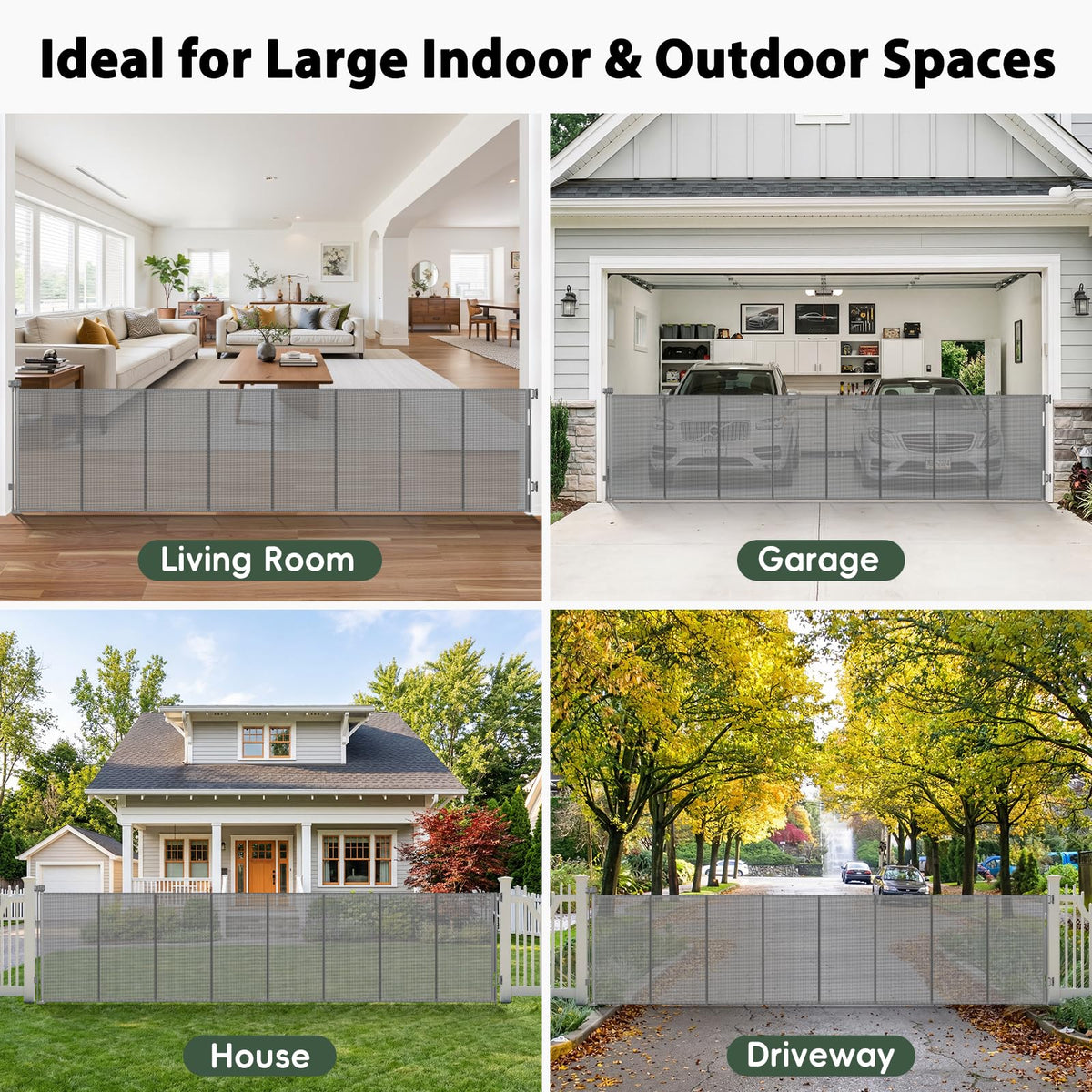Retractable Baby Gates Extra Wide Driveway Gate Garage Fence