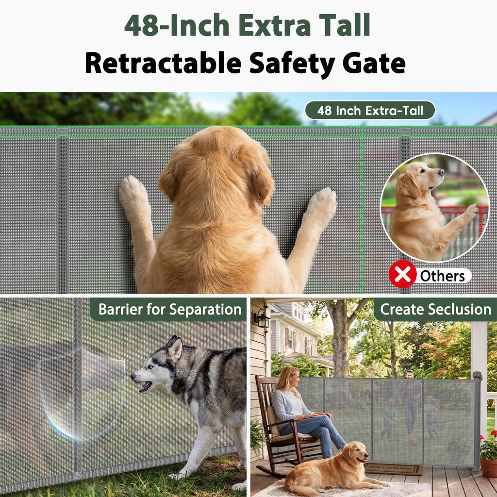 Retractable Baby Gates Extra Wide Driveway Gate Garage Fence