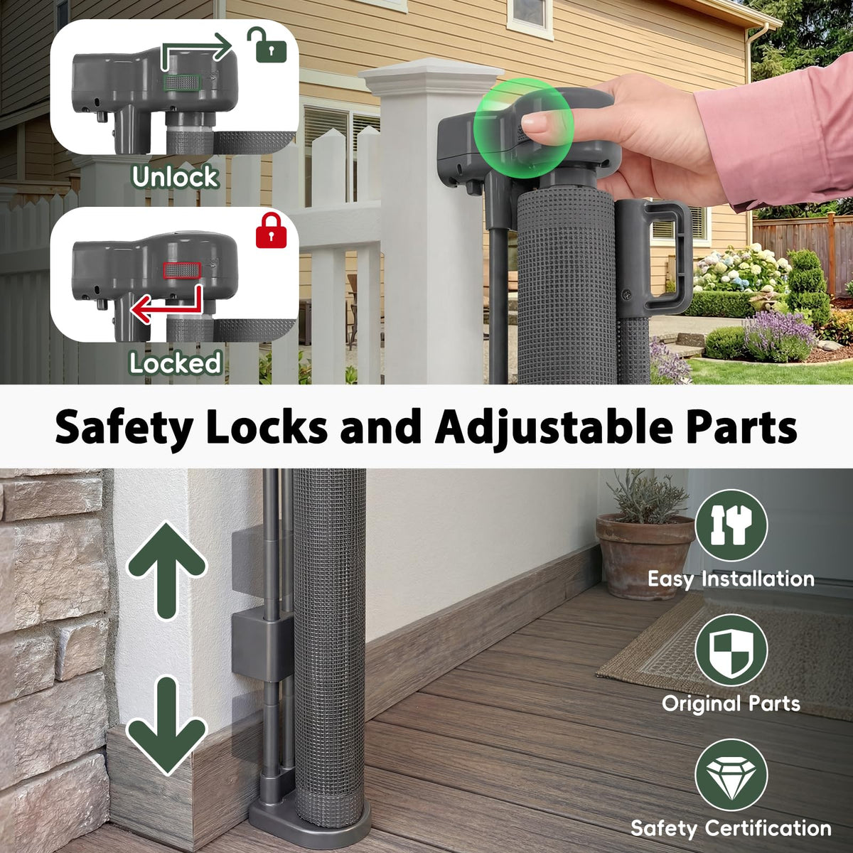 Retractable Baby Gates Extra Wide Driveway Gate Garage Fence
