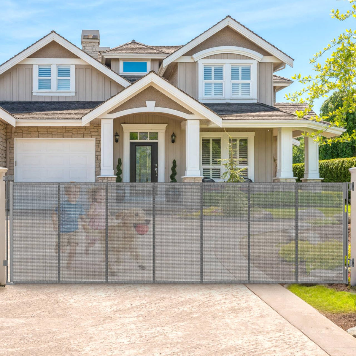 Retractable Baby Gates Extra Wide Driveway Gate Garage Fence