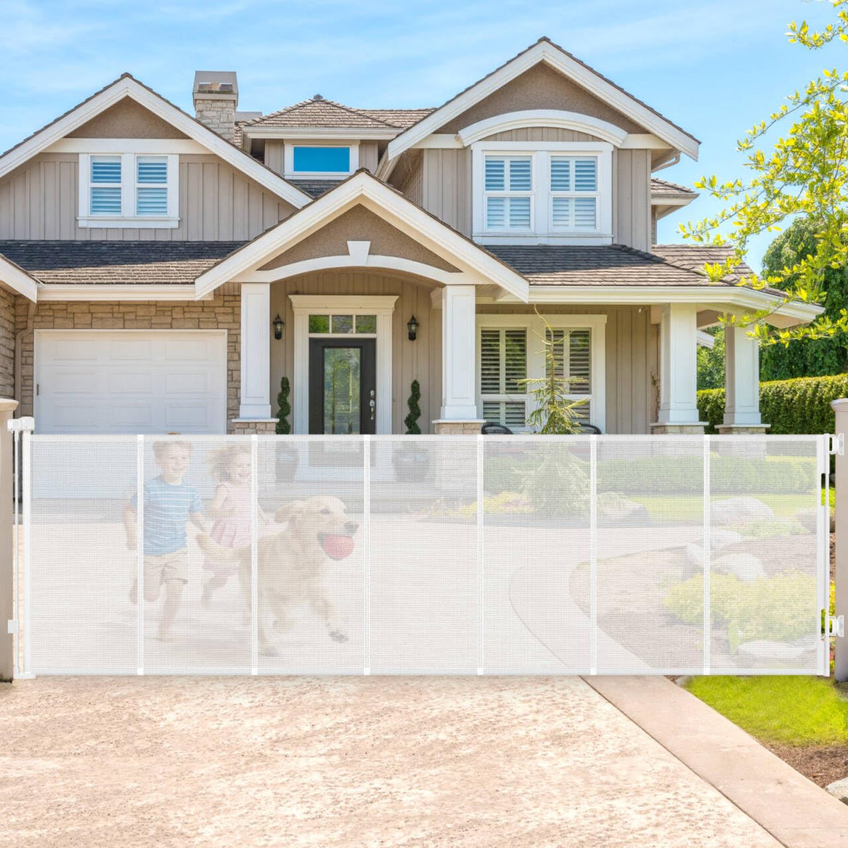 Retractable Baby Gates Extra Wide Driveway Gate Garage Fence